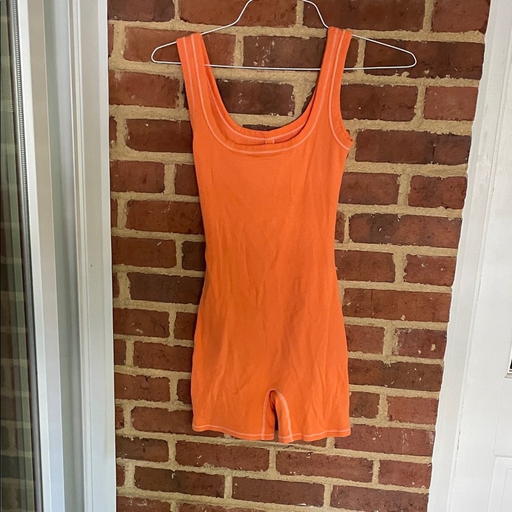 Orange Sleeveless Romper